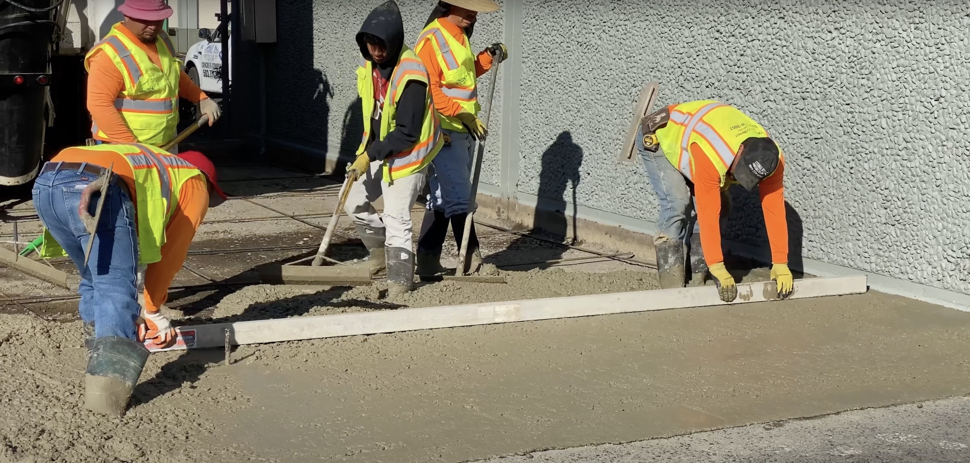 Professional concrete finishing and smoothing process